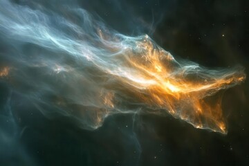 Wall Mural - deep space nebula rendered in bioluminescent colors, swirling cosmic clouds with ethereal light streams