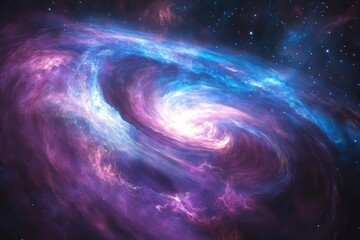 Wall Mural - deep space nebula rendered in bioluminescent colors, swirling cosmic clouds with ethereal light streams