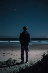 Wall Mural - Man on Beach with Ocean View