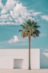 Wall Mural - Palm Tree and White Building