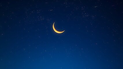 serene ramadan night golden crescent moon