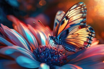 Wall Mural - Butterfly on flower