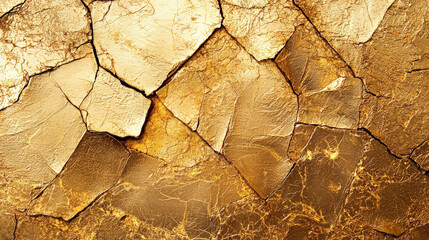 stunning close-up of textured cracked gold surface, displaying intricate patterns and a luxurious ap