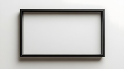 Poster - Blank white frame hanging on a clean minimalist wall in a contemporary architectural interior  The simple elegant frame provides a template for displaying artwork photos or other visual content
