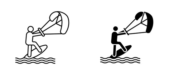 Wall Mural - kitesurf sign icons set for apps and web.