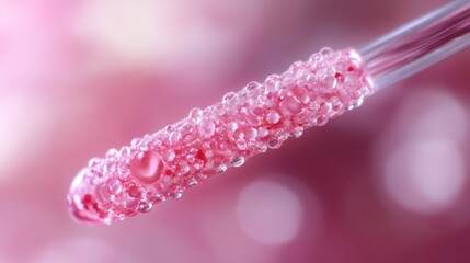 Sticker - Pink Droplets on Glass Pipette: A Macro Photography Delight