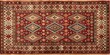 © Praphunsak - Traditional Arab Bedouin style red woolen rug with intricate Sadu geometric pattern featuring curved and intersecting lines in shades of brown, beige and cream, natural fiber rug, geometric motif