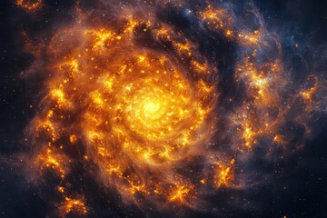 Wall Mural - ethereal cosmic nebula swirling with deep indigos and golden auroras, featuring luminescent particle
