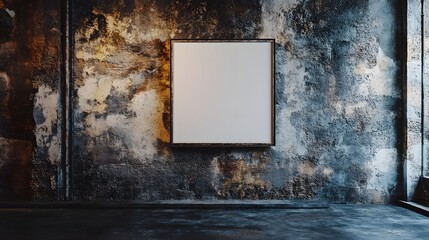 Aufkleber - Moody grungy textured wall with peeling weathered paint and a vintage blank frame in the center providing ample copy space for a variety of uses such as advertising editorial or art backgrounds