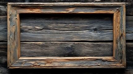 Aufkleber - Rustic and weathered wooden frame backdrop with a vintage distressed appearance  This image can be used as an overlay template or for displaying photos designs or other content