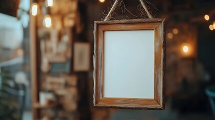 Leinwandbilder - Vintage Wooden Picture Frame with Rustic Textured Background and Warm Lighting for Home Decor or Product Display  Antique Distressed Shabby Chic Style