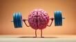© ANDREY PROFOTO - Brain power cartoon fitness character lifting weights