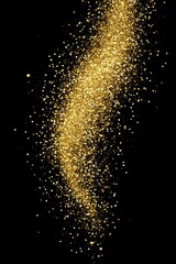 Wall Mural - Gold Dust Trail on Black Background