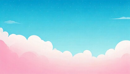 Wall Mural - pink background with clouds and sun