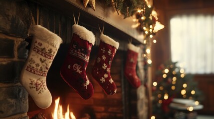 Canvas Print - Christmas Fireplace Stockings