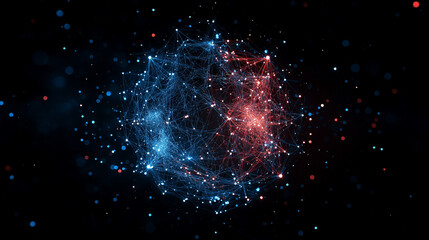 Wall Mural - Cosmic Connection: A mesmerizing abstract image of two celestial bodies, intertwined in a web of light and color, evoking a sense of cosmic connection and intricate dance of energy.  