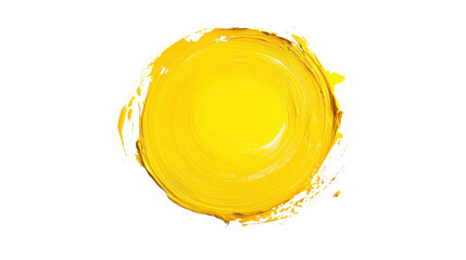 Yellow paint stroke in circle shape on transparent background