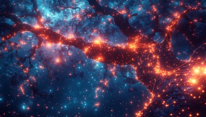 Wall Mural - a tree with glowing lights on it