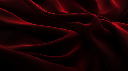 Poster - Luxurious deep red fabric with flowing folds and velvety texture, creating an elegant and opulent visual effect. The rich color and soft waves enhance the sense of depth and movement, emphasizing the 