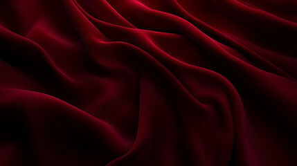 Poster - Luxurious deep red fabric with flowing folds and velvety texture, creating an elegant and opulent visual effect. The rich color and soft waves enhance the sense of depth and movement, emphasizing the 