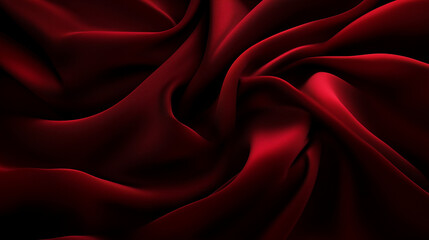Poster - Luxurious deep red fabric with flowing folds and velvety texture, creating an elegant and opulent visual effect. The rich color and soft waves enhance the sense of depth and movement, emphasizing the 