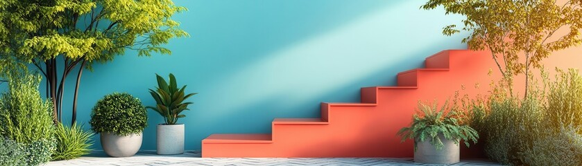 Advancement flat design side view progress theme 3D render