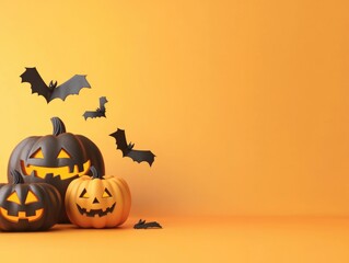 Sticker - Halloween Pumpkins with Bats