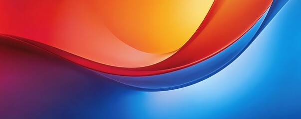 Wall Mural - fluid waves swirling in vivid red, orange, yellow, blue tones, generating dynamic abstract artistic 