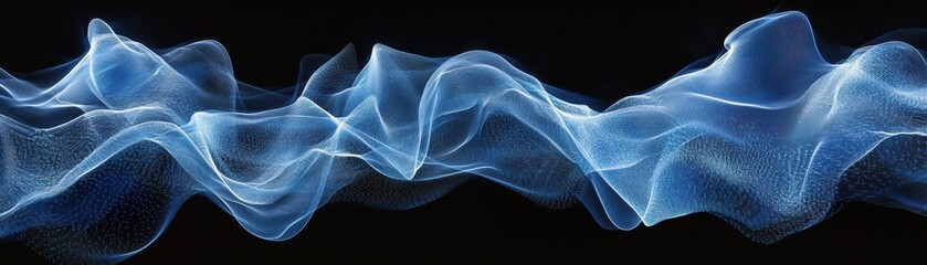 Wall Mural - abstract blue wave of light on black background creating a dynamic and futuristic visual effect
