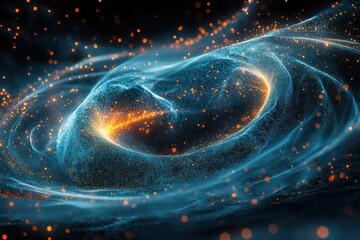 Wall Mural - Abstract Cosmic Swirl with Glowing Particles and Vibrant Colors in a Dynamic Space-Themed Digital Art Background