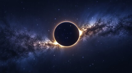 Wall Mural - black hole absorbing interstellar gas in deep space with stars and milky way