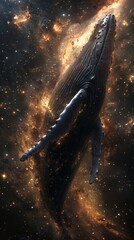 Wall Mural - majestic whale swimming through a colorful nebula in deep space