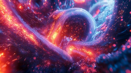abstract fiery cosmic nebula swirls, glowing energy streams, space background; ideal for science fic