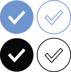 Wall Mural - verified tick badge icon set isolated on transparent background. social media official account tick 
