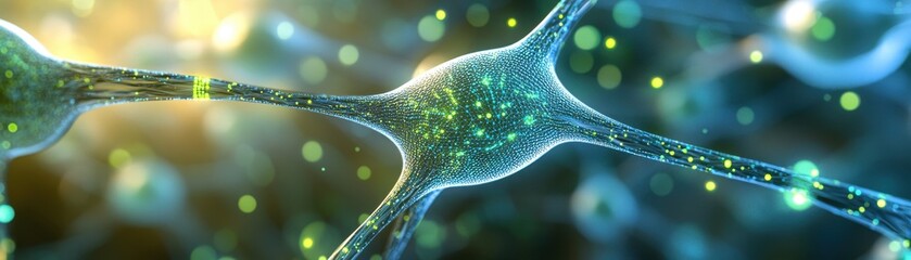 Wall Mural - close-up of neural network connections with glowing synapses in a futuristic digital environment