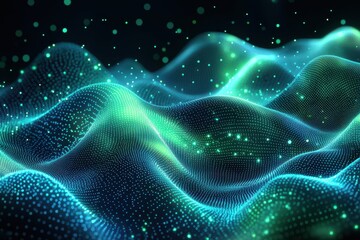 Wall Mural - abstract digital waveform with glowing particles and dynamic light effects in a futuristic technolog