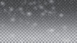 © Creative - Vector snowstorm overlay pattern for winter. Snow landscape with falling snowflakes isolated on transparent background. Snowfall winter sky.