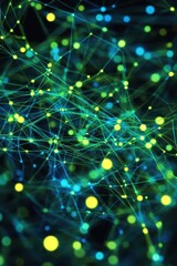 Wall Mural - abstract network connections with glowing nodes and lines in a futuristic digital space