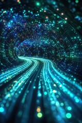 Wall Mural - futuristic digital data stream in a vibrant tunnel of light representing technology and innovation