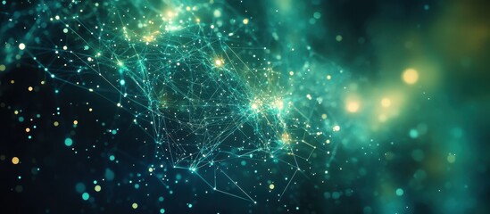 Wall Mural - abstract digital network background with glowing connections and particles in a futuristic technolog