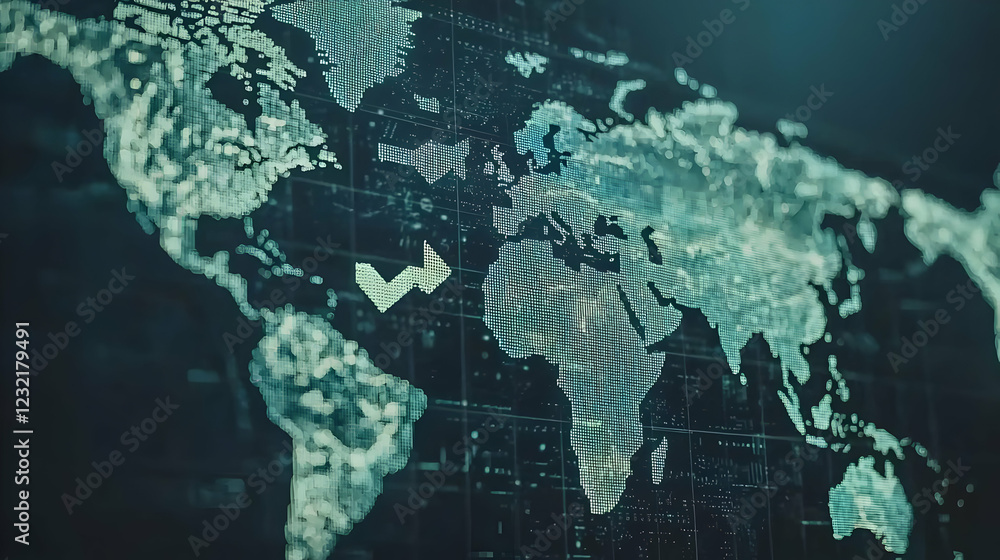 Global network connection, data flow, world map background Stock Photo ...