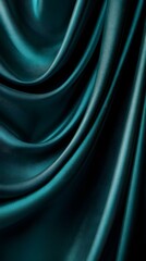 Teal Silk Drape: Luxurious teal silk fabric gracefully drapes and folds, creating an elegant and sophisticated texture. The rich, deep color and smooth curves evoke a sense of opulence and refinement.