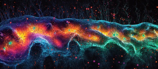 Wall Mural - vibrant abstract neural network visualization with glowing colors and complex patterns