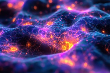 Wall Mural - abstract neon glowing surface with vibrant colors and dynamic patterns in a futuristic digital lands