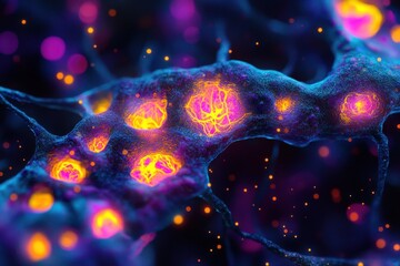 Wall Mural - abstract neural network visualization with glowing synapses and vibrant colors in a futuristic digit