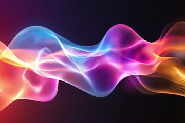 Canvas Print - vibrant, flowing, neon-colored waves of light dance across a dark background, creating a futuristic 