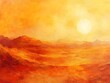 © InfiniteBackdrops - Desert Sunset Landscape: A breathtaking panoramic view of a sun-drenched desert landscape, with rolling hills bathed in the fiery hues of a setting sun, creating a dramatic and captivating scene.