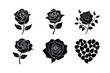 © Design Wave Ai - Detailed rose flower silhouette bundle black set