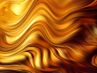 Wall Mural - Abstract background with smooth golden waves and gradients resembling liquid gold. Shiny reflections create the effect of luxury, elegance and dynamic movement.