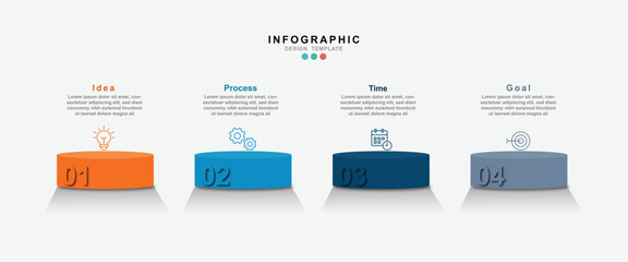 Fototapete - Vector Infographic label design template with icons and 4 options or steps. for your business data. Vector Illustration.